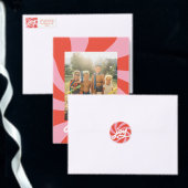 Cartes Pour Fêtes Annuelles Mod Wavy Retro Noël rose photo rouge (Personnalisez la collection de ce créateur indépendant.)
