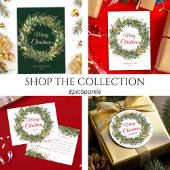 Sticker Rond Courbe de Noël Elégant Festive Vert Botanique