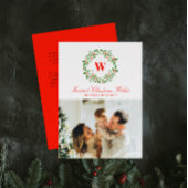 Holly Bough Wreath Monogram Gift Sticker