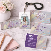 Carte De Visite Gold Holographic Marble