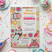 Invitation d'anniversaire de chouette mignonne Hoo
