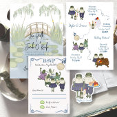 Invitation Mariage aux nénuphars illustrés peints à la main