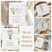 Invitation Ballons à air chaud impeccable Rainbow Boy 1er ann