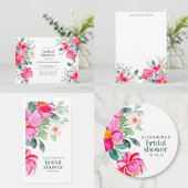 Invitation Aquarelle rose vif Fête des mariées à la frontière