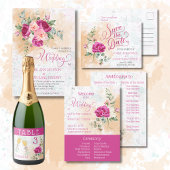 Carte Postale Mariage éclatant couleur rose chaud Enregistrer la