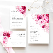 Invitation Mariage Floral Rose Chaud