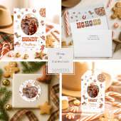 Sticker Rond Rustic Howdy Western Photo de famille Noël