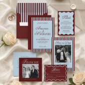 Menu Mariage Rétro Bleu Glace et Rayures Bourguignonnes