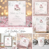 Invitation Ice Skating Winter Birthday Party Silver Glitter