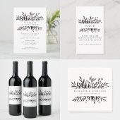 Serviette En Papier Minimalist Black White Botanical Custom Wedding 