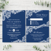 Numéro De Table Elégant Marine Bleu Blanche dentelle Mariage Place (Personnalisez la collection de ce créateur indépendant.)