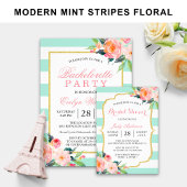 Save The Date Réservez la date | Classy Mint Green Stripes Flora
