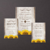 Invitation Manger boire et être marié Tournesol en bois rusti (Personnalisez la collection de ce créateur indépendant.)