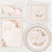 Serviette En Papier C'est une fille Blush rose En vichy Baby shower Fl