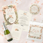 Invitation C'est une fille tout en un Baby shower rose roses
