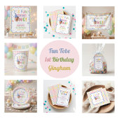 Invitation d'anniversaire fillette gingham pastel