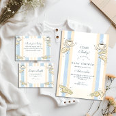 Invitation Italian Café Doodle Stripes Baby Shower