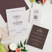 Invitation Mariage Moderne Ivoire et Marron