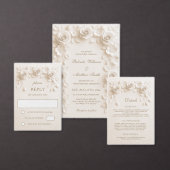 Étiquette Ivory Fleurs Roses Mariage 3D (Personnalisez la collection de ce créateur indépendant.)