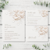Invitation Crème 3D Fleurs Roses Simple Mariage (Personnalisez la collection de ce créateur indépendant.)