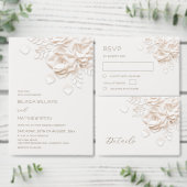 Invitation Mariage simple Roses Fleurs 3D Crème (Personnalisez la collection de ce créateur indépendant.)