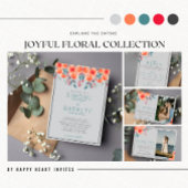 Save The Date Joyeux Floral Orange et Turquoise Bright