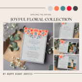 Vrolijke Bloemen Sinaasappel en Blauwgroen Bright Save The Date
