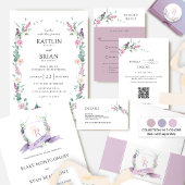 Invitation Dusty Purple, Mauve Pastel Mariage de monogramme f
