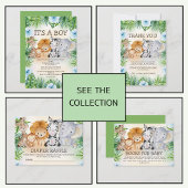 Invitation Mignon Jungle Safari Animaux bébé fille