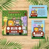 Invitation Trois Volets Jungle Safari Animaux mignons Sauvage Un Baby show