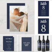 Numéro De Table Moderne Simple Elegant Mariage bleu bleu marine