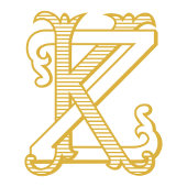KZ ou ZK Monogram vintage antiquité autocollant en
