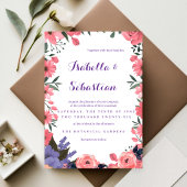 Autocollant Initial de Mariage Floral Lavande & Bl