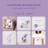 Carte D'accompagnement Lavande d'aquarelle dorée Floral QR Code RSVP