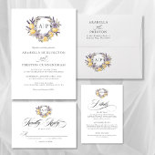 Numéro De Table Lavender Lemon Monogram Floral Crest Mariage