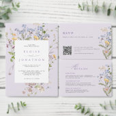 Invitation Lavender Wildflower Meadow Garden QR Code Wedding (Personnalisez la collection de ce créateur indépendant.)