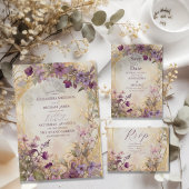 Cartons Réponse Mariage Vintage Lavande Art Nouveau Mucha