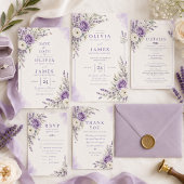 Carte de réponse de mariage à l'aquarelle lavande