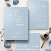 Numéro de table de mariage romantique bleu poussié