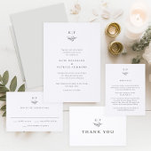 Sticker Rond Mariage Élégant Monogramme Feuillage