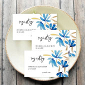 Chemin De Table Long Flore D'Aquarelle Bleu Clair Et Or