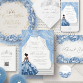 Invitation Mascarade Mascarade bleu clair Quinceanera