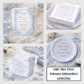 Cartons Réponse Light Blue Silver Princess Quinceañera