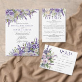 Cartons Réponse Elegant Purple Lavender Roses Wedding QR Code (Personnalisez la collection de ce créateur indépendant. )