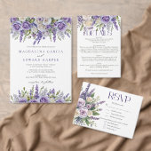 Sticker Rond Élégant Lavande violette Rose Mariage floral (Personnalisez la collection de ce créateur indépendant. )