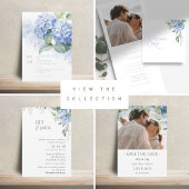 Carte De Placement Elégante table Mariage moderne Blue Hydrangea