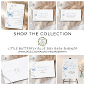 Invitation Baby shower petit papillon bleu garçon