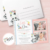 Serviette En Papier Joyeux anniversaire Bébé Vache Floral 1er annivers