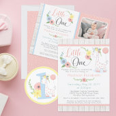 Serviette En Papier Baby Giraffe rose Floral Joyeux 1er anniversaire f