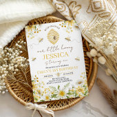 Invitation Little Honey Bee Floral First Birthday Invite